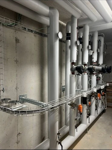 Distribution hydraulique en chaufferie, chantier Endry SA